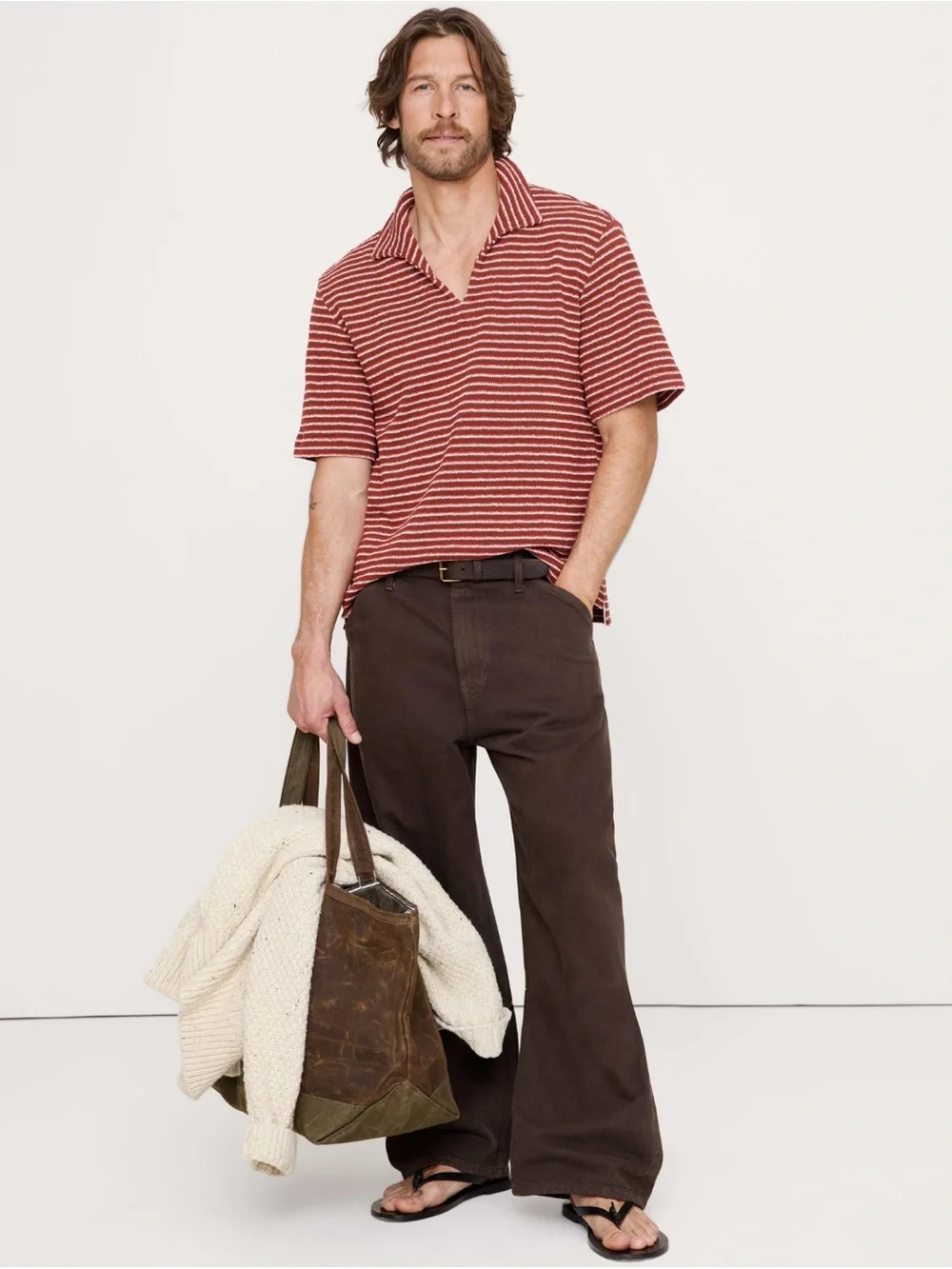 Banana Republic Red and White Striped Polo Shirt - Picture 2 of 4
